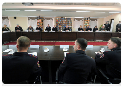 Prime Minister Vladimir Putin at a meeting with Altai Territory law enforcement officers in Barnaul|21 february, 2012|13:30