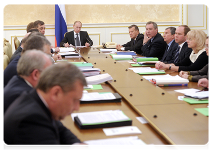 Prime Minister Vladimir Putin at a Government Presidium meeting|22 february, 2012|20:30