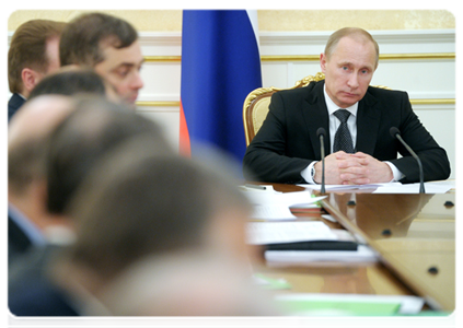 Prime Minister Vladimir Putin at a Government Presidium meeting|22 february, 2012|21:23