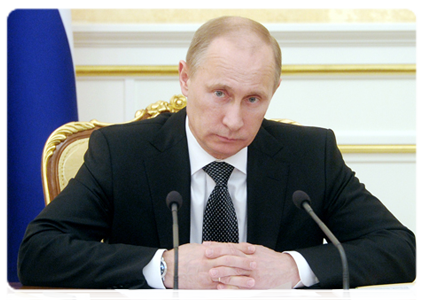 Prime Minister Vladimir Putin at a Government Presidium meeting|22 february, 2012|21:24