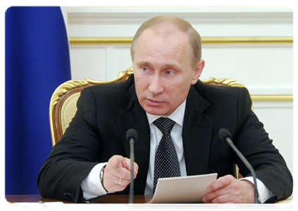 Prime Minister Vladimir Putin at a Government Presidium meeting|22 february, 2012|21:24