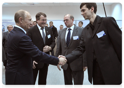 Prime Minister Vladimir Putin at the National Research Institute of Experimental Physics (VNIIEF), where he learnt about the latest developments at the nuclear centre|24 february, 2012|19:57