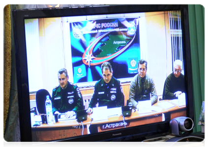Совещание в режиме видеоконференции, посвящённое ликвидации последствий обрушения подъезда жилого дома в Астрахани|28 февраля, 2012|10:25