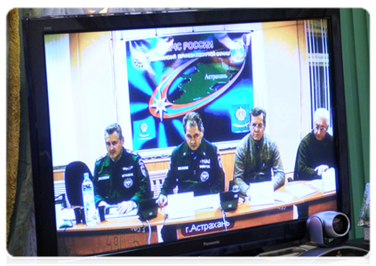 A videoconference on tackling the collapse of an entrance to an apartment block in Astrakhan|28 february, 2012|10:25