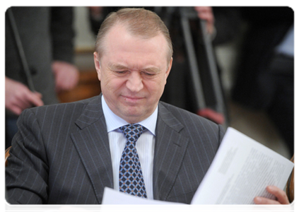 President of the Russian Chamber of Commerce and Industry Sergei Katyrin at a meeting of the Strategic Initiatives Agency’s supervisory board|3 february, 2012|14:53