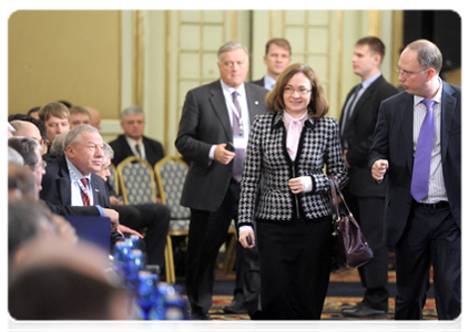 Министр экономического развития Э.С.Набиуллина на съезде Российского союза промышленников и предпринимателей|9 февраля, 2012|15:51