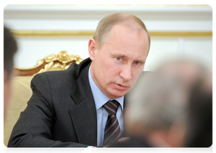 Prime Minister Vladimir Putin at a Government Presidium meeting|1 march, 2012|17:31