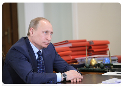 Prime Minister Vladimir Putin meets with Minister of Culture Alexander Avdeyev|11 march, 2012|11:46