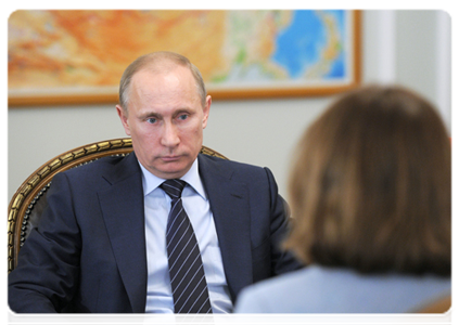 Prime Minister Vladimir Putin at a meeting with Minister of Economic Development Elvira Nabiullina|12 march, 2012|11:50