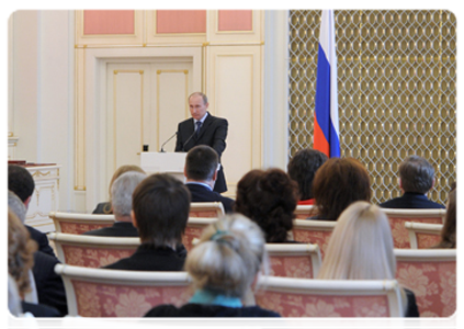 Prime Minister Vladimir Putin at a meeting devoted to the 20th anniversary of the Russian Trilateral Commission on the Regulation of Social and Labour Relations|15 march, 2012|15:45