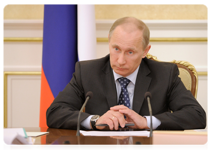 Prime Minister Vladimir Putin at a Government Presidium meeting|15 march, 2012|16:41