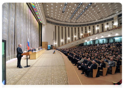 Председатель Правительства Российской Федерации В.В.Путин принял участие в расширенном заседании коллегии Минздравсоцразвития России|16 марта, 2012|12:24