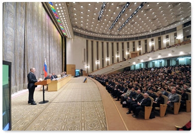 В.В.Путин принял участие в расширенном заседании коллегии Минздравсоцразвития России