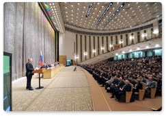 В.В.Путин принял участие в расширенном заседании коллегии Минздравсоцразвития России