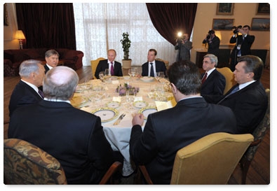 Prime Minister Vladimir Putin attends an informal meeting of EurAsEc heads of state at a restaurant outside Moscow