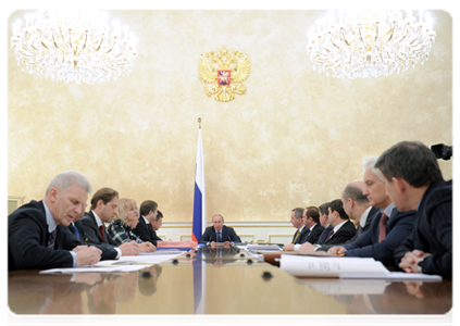 Prime Minister Vladimir Putin holds a meeting on the tasks he set in his articles as a presidential candidate|22 march, 2012|15:37