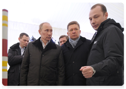 Prime Minister Vladimir Putin finds out more about OGK-2 (the Unified Generating Company) which owns the electric power plant and inspected the stands and the gas turbine unit|23 march, 2012|20:29
