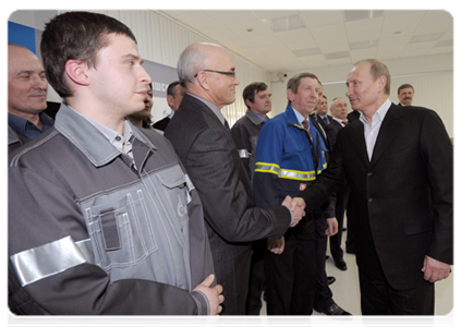 Председатель Правительства Российской Федерации В.В.Путин запустил новую парогазовую установку на Киришской ГРЭС|23 марта, 2012|20:29