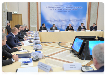 Prime Minister Vladimir Putin chairs a meeting at Kirishi on natural gas supplies to domestic and foreign markets|23 march, 2012|21:26