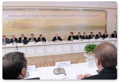 Prime Minister Vladimir Putin holds a meeting in Voronezh on preparations for spring field work