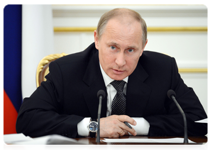 Prime Minister Vladimir Putin at a Government Presidium meeting|29 march, 2012|16:38
