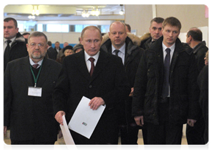 Председатель Правительства Российской Федерации В.В.Путин проголосовал на выборах Президента Российской Федерации|4 марта, 2012|15:21