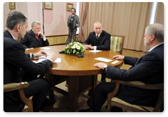 Vladimir Putin meets with Mikhail Prokhorov, Vladimir Zhirinovsky and Sergei Mironov