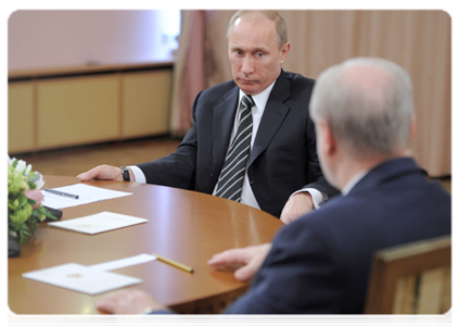 Vladimir Putin meets with Mikhail Prokhorov, Vladimir Zhirinovsky and Sergei Mironov|5 march, 2012|16:12