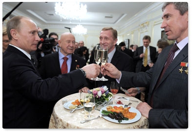 Prime Minister Vladimir Putin meets with those who supported him most actively during the presidential election campaign