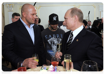 Vladimir Putin and many-time world mixed martial arts champion, Fyodor Yemelyanenko|5 march, 2012|21:41