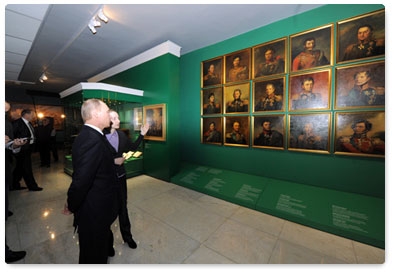 Prime Minister Vladimir Putin visits the Battle of Borodino Panorama Museum in Moscow