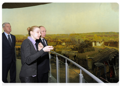 Председатель Правительства Российской Федерации В.В.Путин и мэр Москвы С.С.Собянин посетили музей-панораму «Бородинская битва» в Москве|7 марта, 2012|15:37