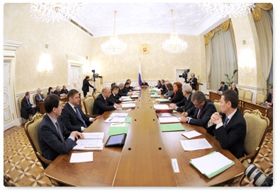 Prime Minister Vladimir Putin holds a Government Presidium meeting