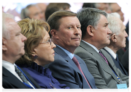 Federation Council Speaker Valentina Matviyenko and Chief of Staff of the Presidential Executive Office Sergei Ivanov at the meeting of the Russian Geographic Society’s Board of Trustees|10 april, 2012|17:50