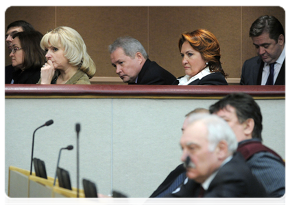 Члены Правительства Российской Федерации на заседании Государственной Думы|11 апреля, 2012|15:59