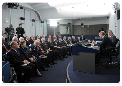 Prime Minister Vladimir Putin holding a meeting on the development of Russian space centres for long-term space exploration programmes|12 april, 2012|17:13