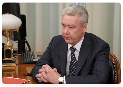 Moscow Mayor Sergei Sobyanin at a meeting with Prime Minister Vladimir Putin|19 april, 2012|18:53