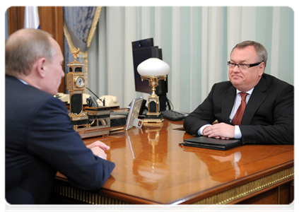 VTB Bank President Andrei Kostin at a meeting with Prime Minister Vladimir Putin|20 april, 2012|14:30