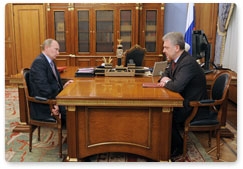Председатель Правительства Российской Федерации В.В.Путин провёл рабочую встречу с председателем коллегии Евразийской экономической комиссии В.Б.Христенко