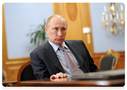 Председатель Правительства Российской Федерации В.В.Путин провёл рабочую встречу с главой Карачаево-Черкесии Р.Б.Темрезовым|23 апреля, 2012|12:59