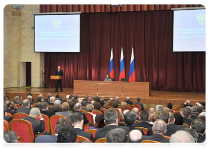 Председатель Правительства России В.В.Путин принял участие в расширенном заседании коллегии Министерства экономического развития Российской Федерации|23 апреля, 2012|17:43