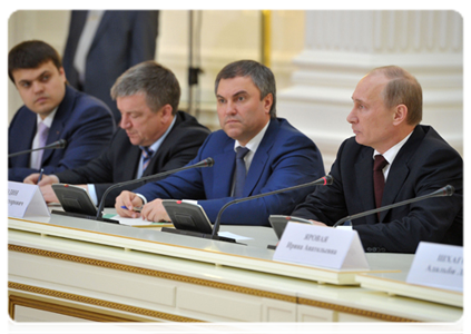 Prime Minister Vladimir Putin at a meeting with core members of the United Russia party|24 april, 2012|16:38
