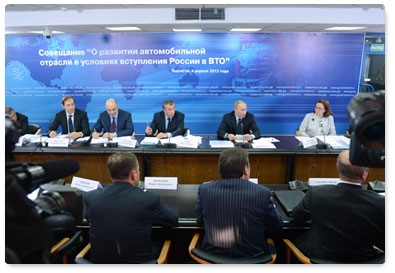 Prime Minister Vladimir Putin chairs a meeting at AvtoVAZ (Togliatti) on the development of the automotive industry in the context of Russia’s accession to the WTO