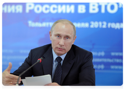 Prime Minister Vladimir Putin at a meeting at AvtoVAZ (Togliatti) on the development of the automotive industry in the context of Russia’s accession to the WTO|4 april, 2012|19:16
