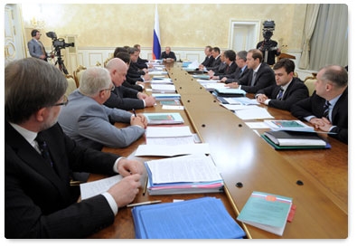 Prime Minister Vladimir Putin chairs a meeting of the Russian government’s Foreign Investment Oversight Commission