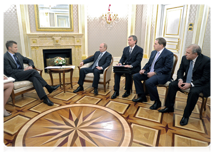 Председатель Правительства Российской Федерации В.В.Путин встретился с главой норвежской компании «Статойл АСА» Х.Лундом|5 мая, 2012|18:55